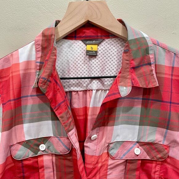 Eddie Bauer Pink Flannel Plaid Shirt - Size: Small - Picture 4 of 10